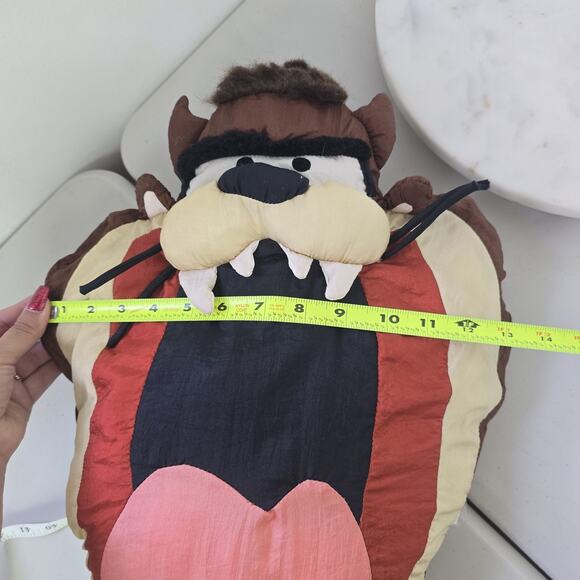 Vintage Looney Tunes Taz Tasmanian Devil Pillow Plush 90s Cartoon Large 17x17 Gi - Picture 5 of 12